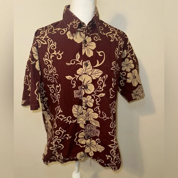 Harley-Davidson Other - Harley Davidson Motorcycles Cotton Hawaiian Shirt Short Sleeve Men's Size Medium